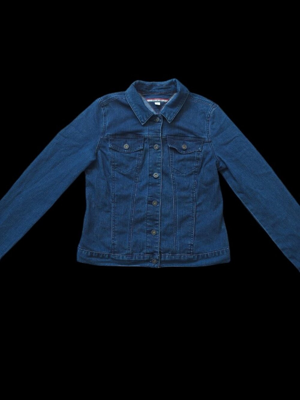 Tommy Hilfiger Button Jean Jacket Stretch Denim Dark Wash EUC Medium